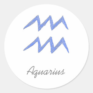 Adesivo Aquário. Sinal da astrologia do zodíaco. Azul