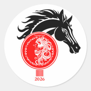 Adesivo Aquário x Ano do Cavalo 2026