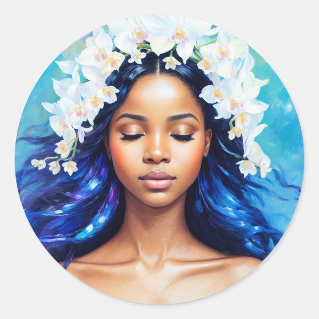 Adesivo Aquarius Black Girl Zodiac Art (Frente)