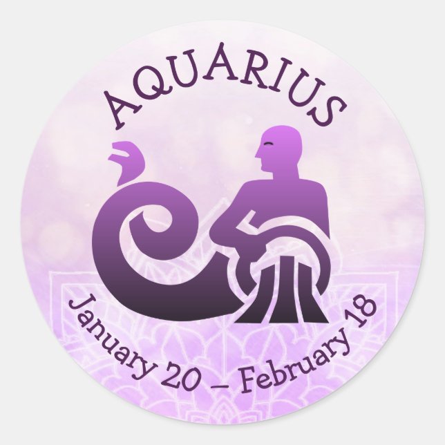 Adesivo Aquarius Horoscope Astrologia Símbolo Zodiac (Frente)