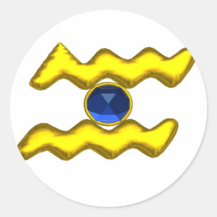 ADESIVO AQUARIUS/JOIA DE ANIVERSÁRIO ZODÍACO DOURADO
