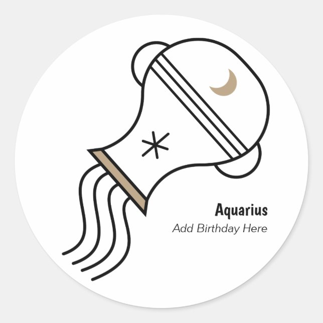 Adesivo Aquarius, o portador de água, personalizou o favor (Frente)
