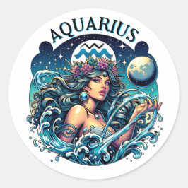 Adesivo Aquarius Water Bearer Beautiful Woman Astrology 