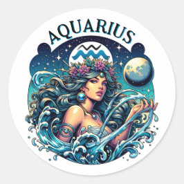 Adesivo Aquarius Water Bearer Beautiful Woman Astrology 