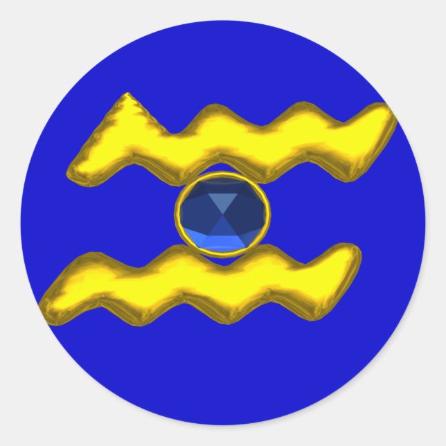 ADESIVO AQUARIUS/ZODIAC JOIAS DE ANIVERSÁRIO DOURADO (Frente)