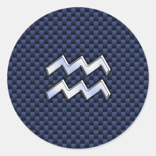 Adesivo Aquarius Zodiac - Sinal de Fibra Azul Real de Carb