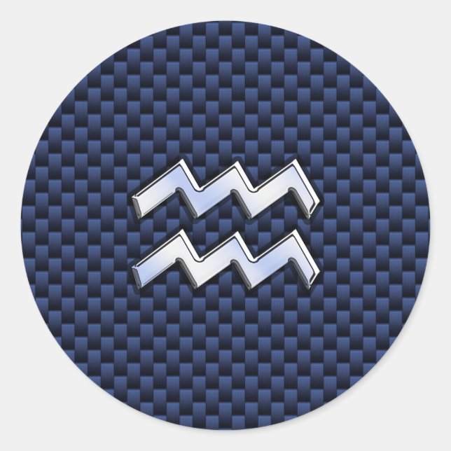 Adesivo Aquarius Zodiac - Sinal de Fibra Azul Real de Carb (Frente)