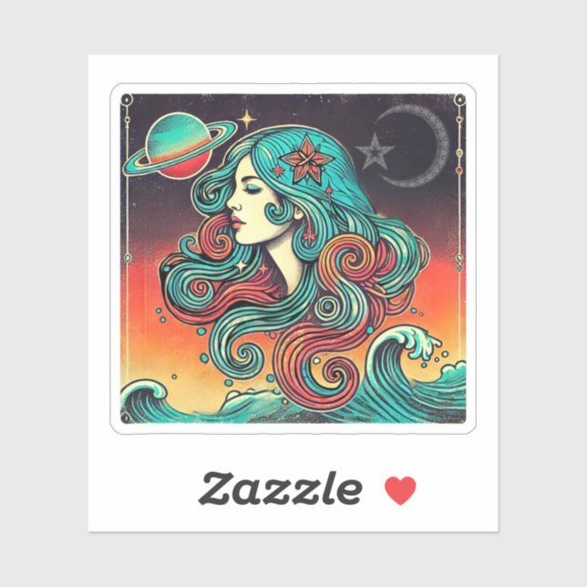Adesivo Aquarius Zodiac Sticker Design (Folha)