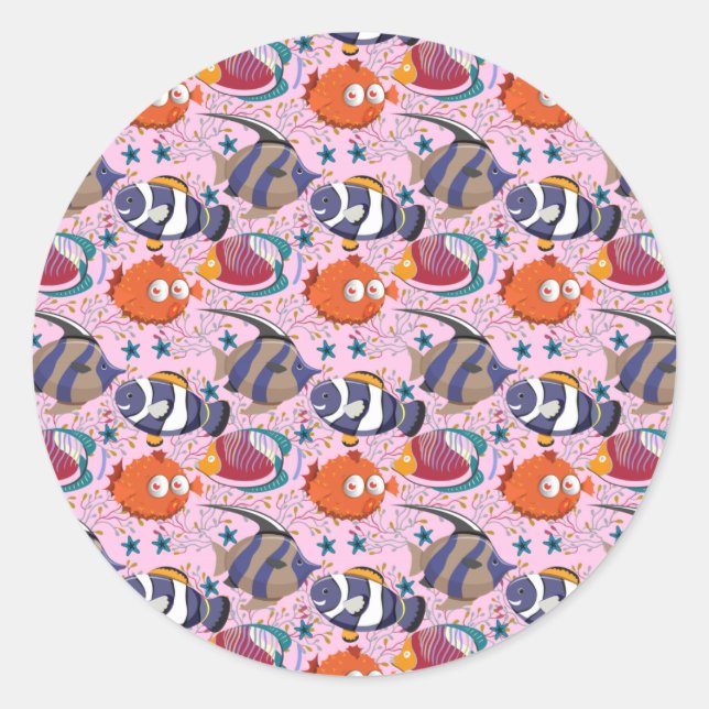Adesivo Aquatic animals pattern | ocean underwater life 39 (Frente)
