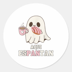 Adesivo Aqui Espantan - Engraçado Dia das Bruxas Espanhol