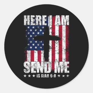 Adesivo Aqui Estou Envie-me Cruz da Bandeira Americana Isa