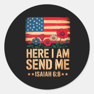 Adesivo Aqui Estou Me Envie Bandeira Americana Cruz Isaías