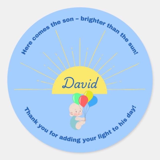 Adesivo Aqui vem o Chá de fraldas do filho para o garoto (Frente)