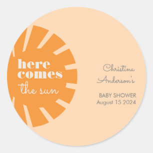 Adesivo Aqui vem o Chá de fraldas retrô do Sol