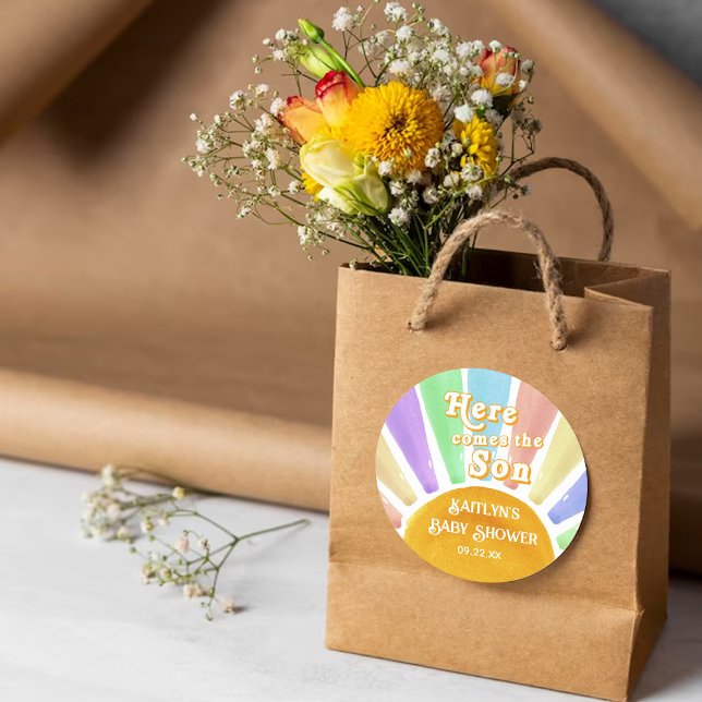 Adesivo Aqui Vem O Chá de fraldas Son Retro Boys (Criador carregado)