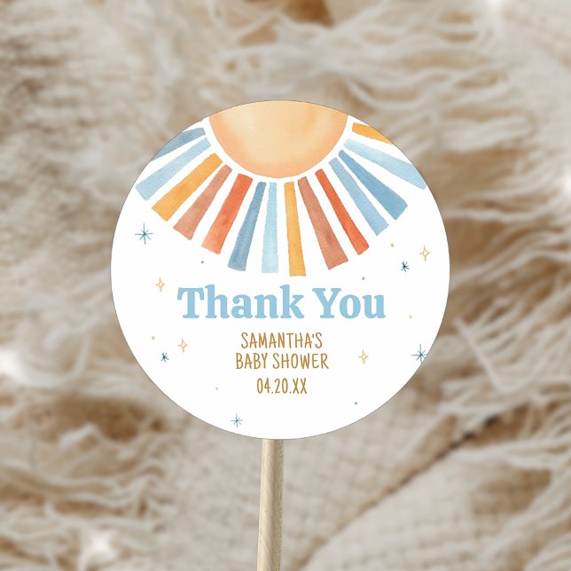 Adesivo Aqui Vem o Filho Chá de Bebê  (Here Comes the Son Baby Shower Sticker)