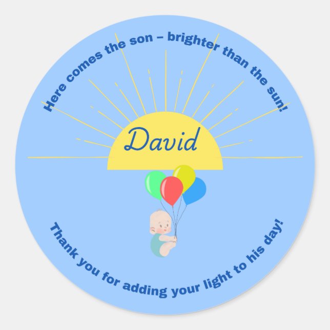 Adesivo Aqui vem o Filho - Chá de fraldas Sticker for Boy (Frente)