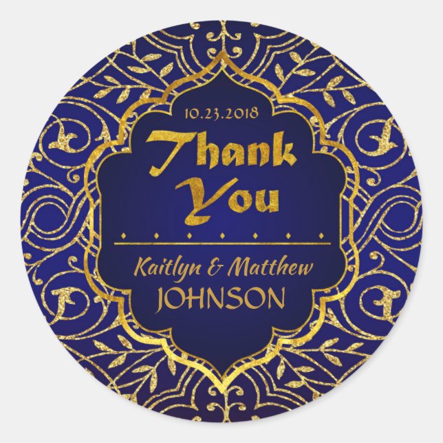 Adesivo Arabe Noites Bollywood Obrigado etiquetar (Frente)