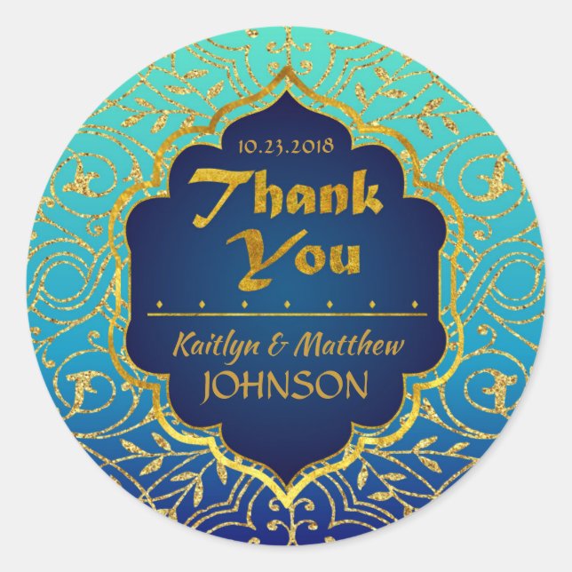 Adesivo Arabe Noites Bollywood Obrigado etiquetar (Frente)