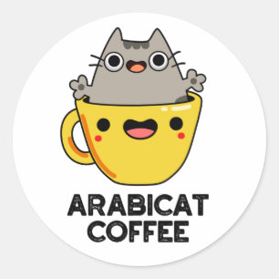 Adesivo Arabicat Café Cute Arabica Cat Pun