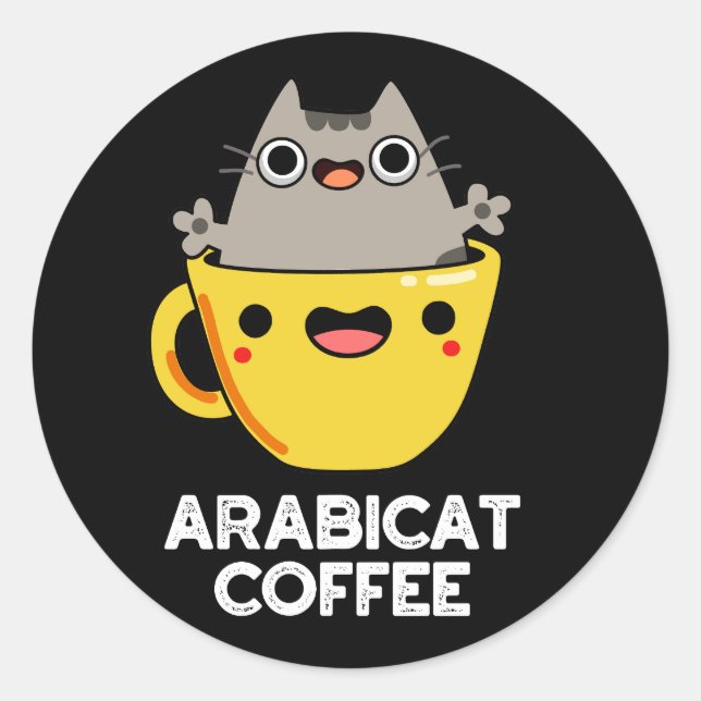 Adesivo Arabicat Café Engraçado Arabica Cat Pun Dark BG (Frente)