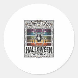 Adesivo Aranha de Halloween Assustadora Gravura Retro Teia