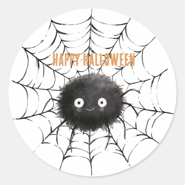Adesivo Aranha Preta de Halloween na Teia (Frente)