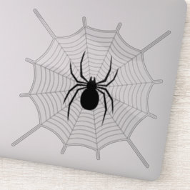 Adesivo Aranha preta em decoração de Halloween de teia cin