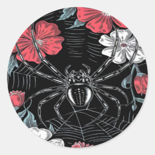 Adesivo Aranha Romântica Escura Floral