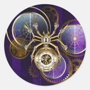 Adesivo Aranha Steampunk no fundo roxo