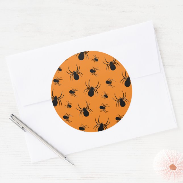 Adesivo Aranhas Padrão de Halloween Preto e Laranja (Envelope)