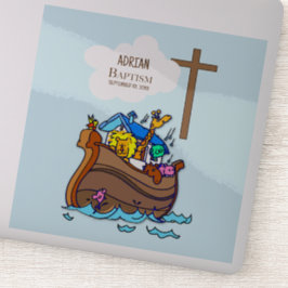 Adesivo Arca de Noah, Batismo Menino, Animais Bons Persona