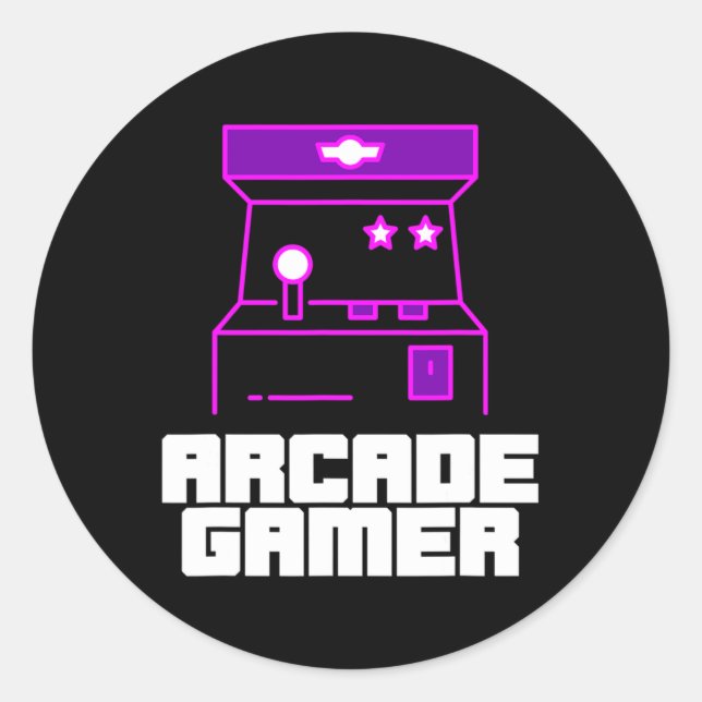 Adesivo Arcade Gamer - Gabinete vertical com estilo roxo (Frente)