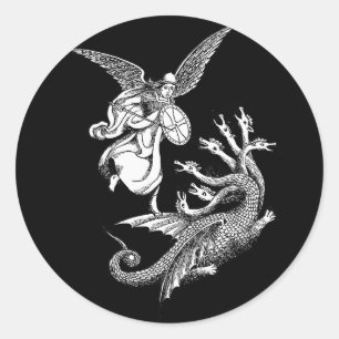 Adesivo Arcanjo Lutando contra Hidra Dragão arte ilustraçã