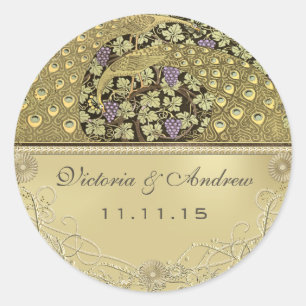 Adesivo Arch Art Nouveau Pássaros Peacock Seal de Casament