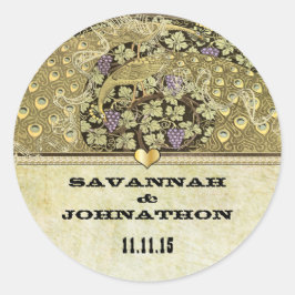 Adesivo Arch Art Nouveau Pássaros Peacock Seal de Casament