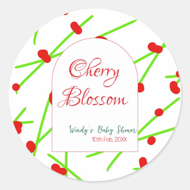 Adesivo Arch shape cherry blossom red green baby shower na (Frente)