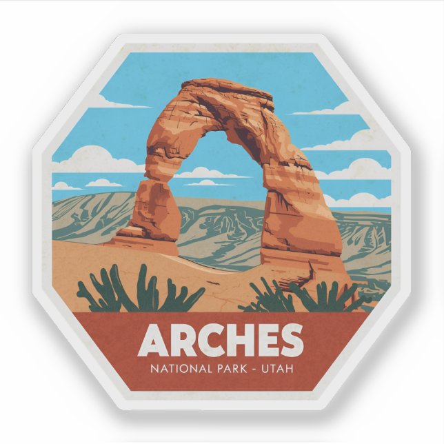Adesivo Arches National Park Viagens vintage de Utah (Frente)