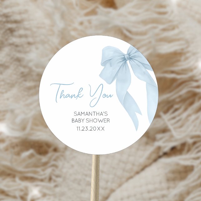 Adesivo Arco Azul É Um Chá de fraldas (Blue Bow Its A Boy Baby Shower Sticker)