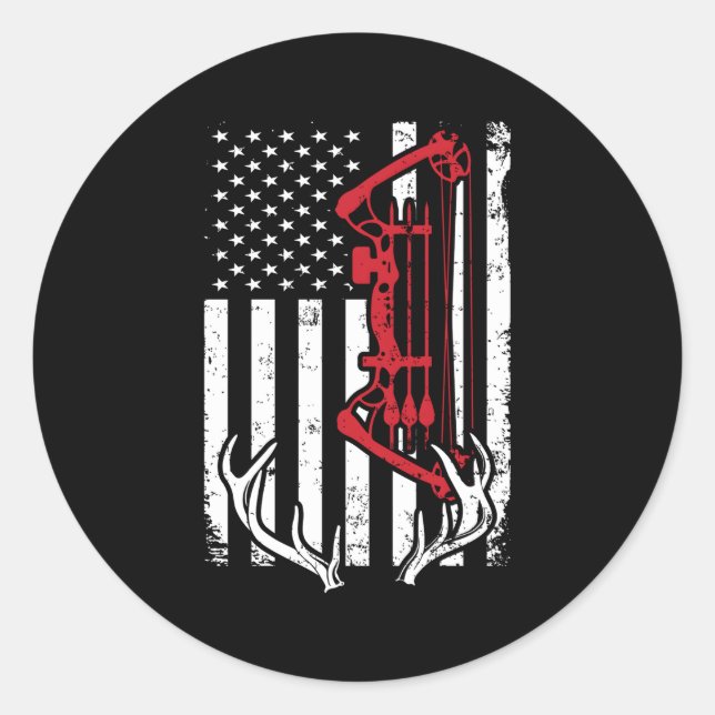 Adesivo Arco Caça À Bandeira Americana Para Caçadores (Frente)