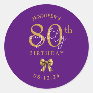 Adesivo Arco Coquete Dourado Aniversário de 80 anos Roxo