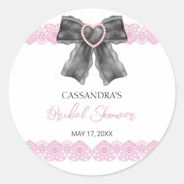 Adesivo Arco Coquete Preto Bridal Shower Rosa Lace  (Frente)