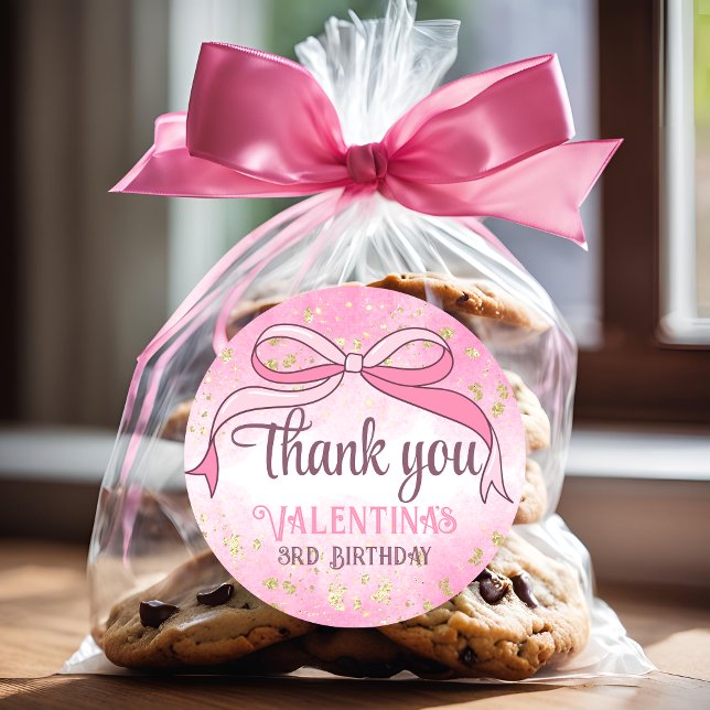 Adesivo Arco Cor-de-Rosa Dourado Script Glitter Obrigado (Criador carregado)