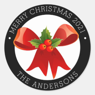 Adesivo Arco de Natal com Holly Return Address