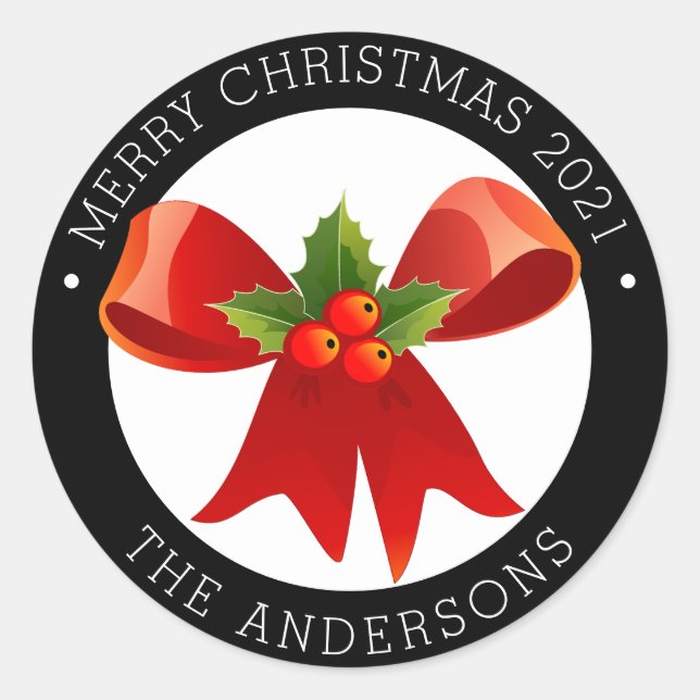 Adesivo Arco de Natal com Holly Return Address (Frente)