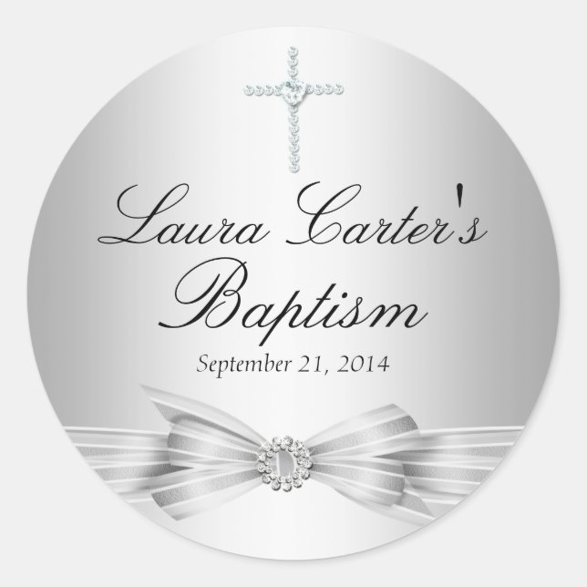 Adesivo Arco de prata e vinheta de batismo cruzado (Frente)