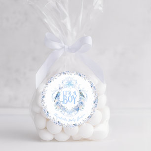 Adesivo Arco de repouso azul Floral é um Chá de fraldas