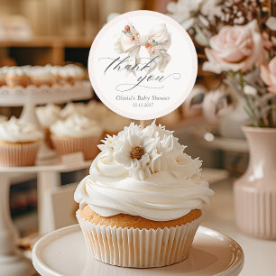 Adesivo Arco Floral Elegante Chá de fraldas Obrigado