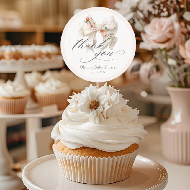 Adesivo Arco Floral Elegante Chá de fraldas Obrigado (Criador carregado)