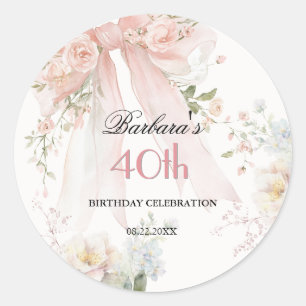 Adesivo Arco Floral Rosa Elegante de 40º Aniversár